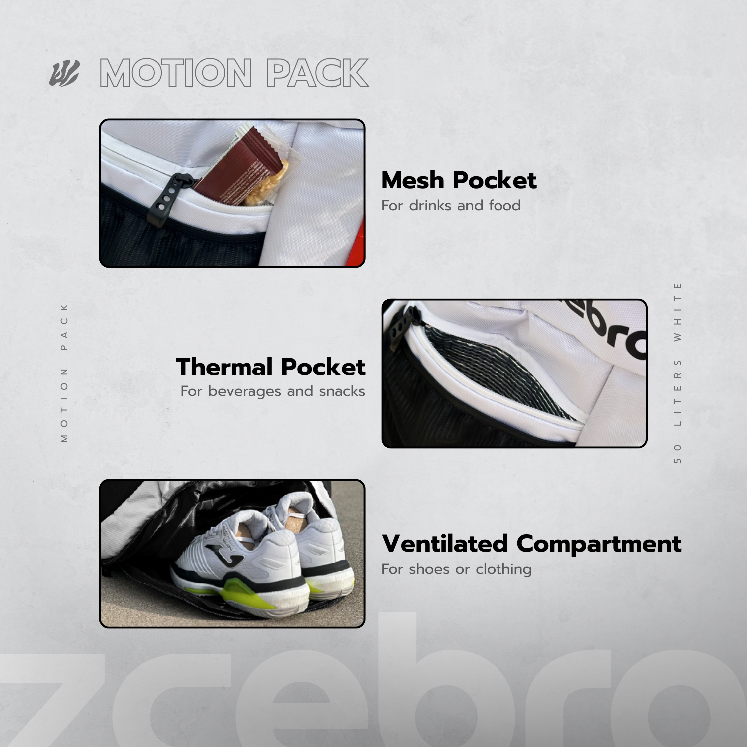ZCEBRA MotionPack Backpack - White