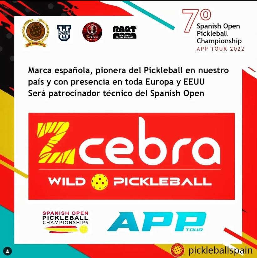 zcebra bola y patrocinador oficial del Spanish Open de Pickleball